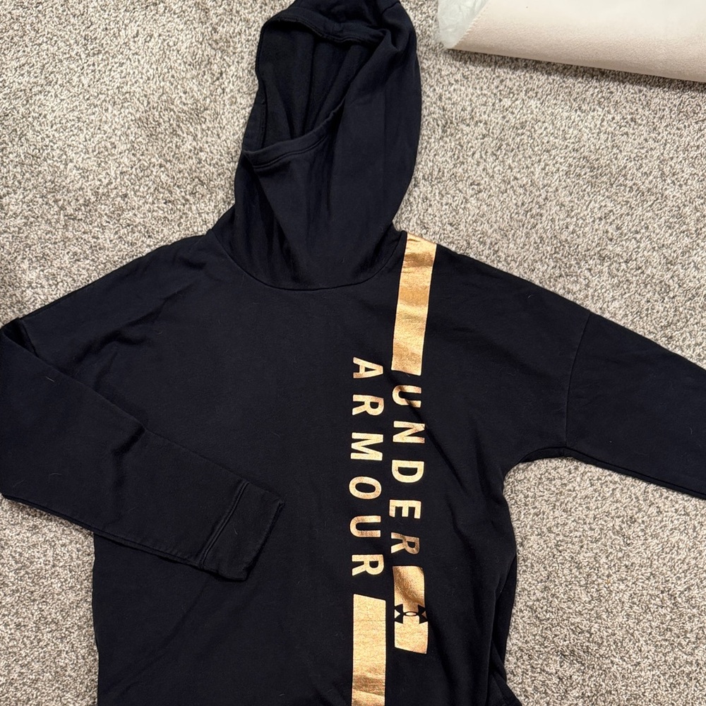 Under Armour Black Hoodie with Gold Lettering
